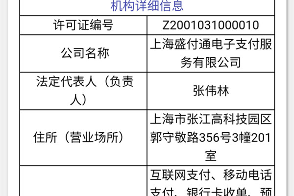 盛付通支付资质牌照查询